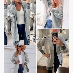 Chunky Knit Black & White Cardigan Sweater